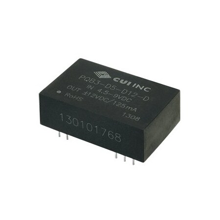 Cui Inc DC to DC Converter, 48V DC to 12/-12V DC, 3VA, 0 Hz PQB3-D48-D12-D